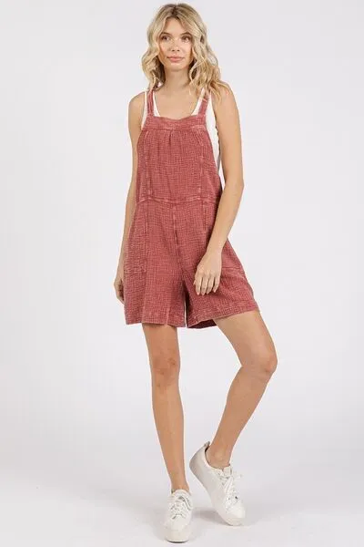 Hazel Blues® |  Mittoshop Textured Knotted Wide Strap Overalls