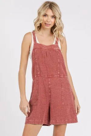 Hazel Blues® |  Mittoshop Textured Knotted Wide Strap Overalls