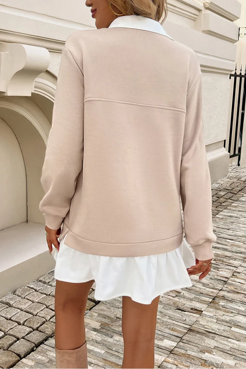 HBR1356 Preppy Layered Shirt Dress Top