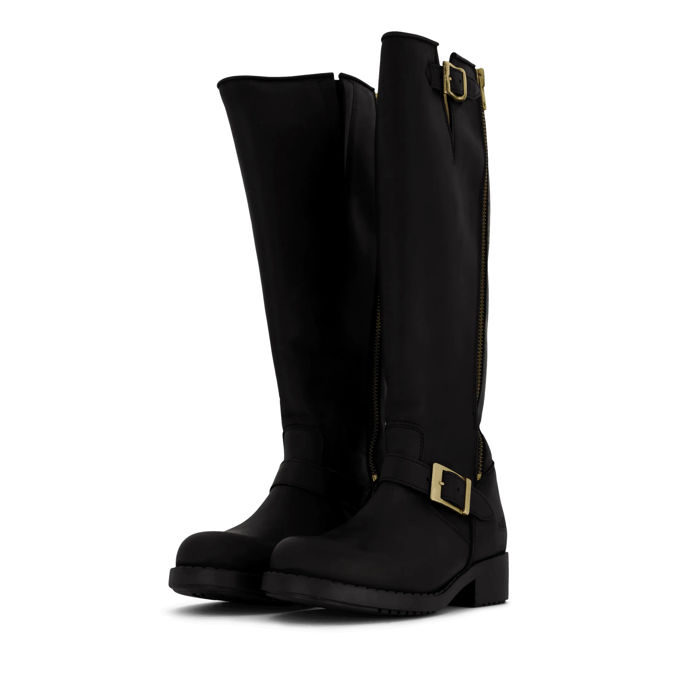 High Boot Double Zip Black / Shiny Gold