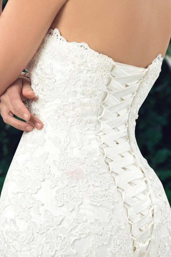 High Quality Mermaid Sweetheart Lace Appliques Wedding Dress  TN0026