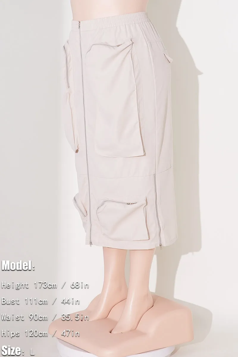 High Waist Zip Up Skirt