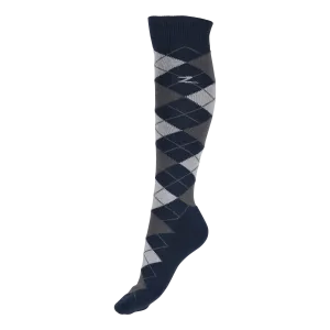 Horze Alana Argyle Checked Socks (Navy & Grey)