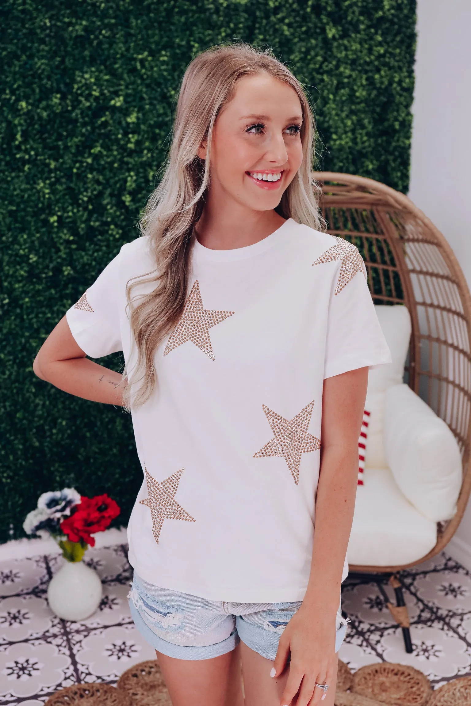 In Our Stars Embellished Top - White