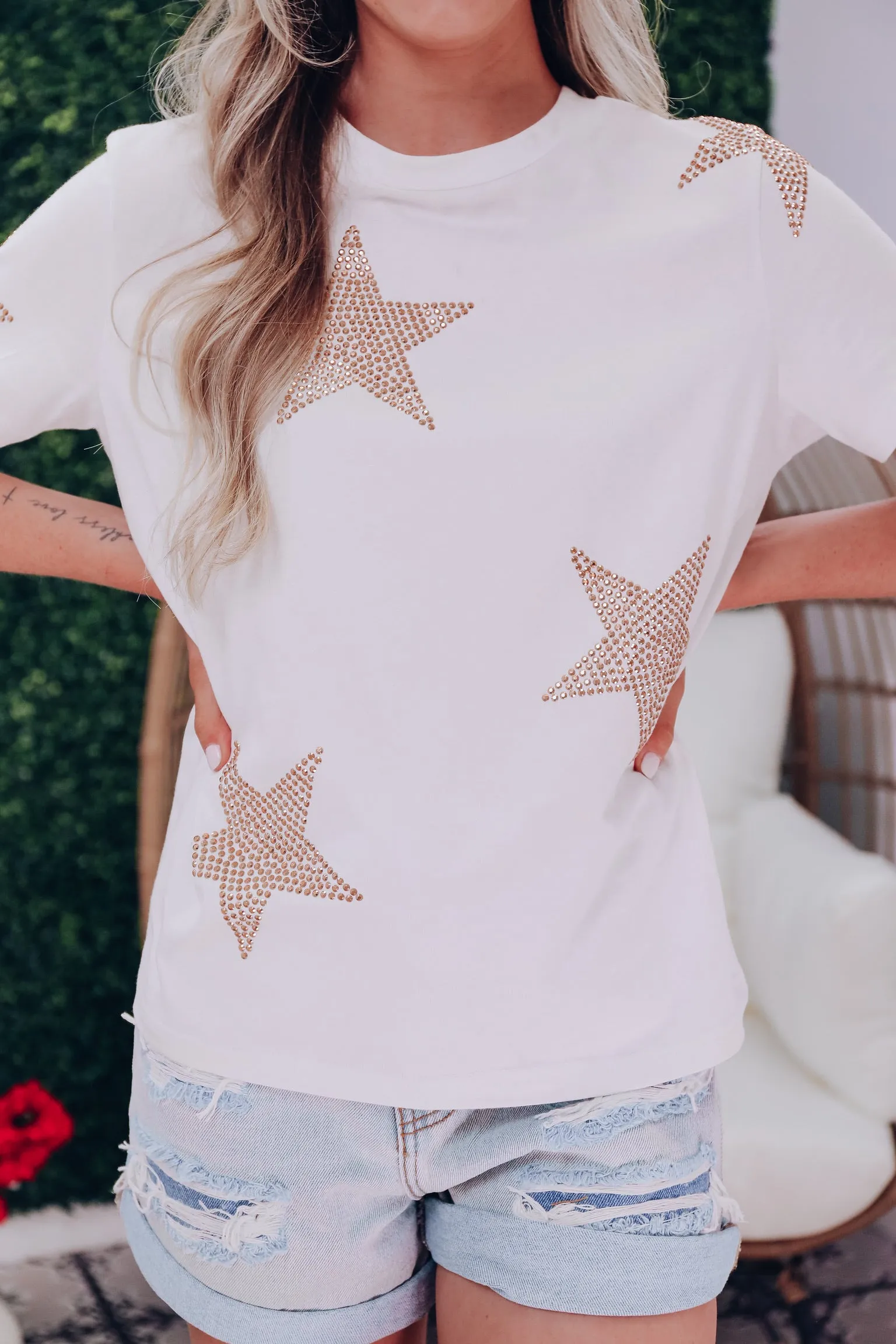 In Our Stars Embellished Top - White