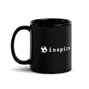 inspire Soccer Ball Black Glossy Mug
