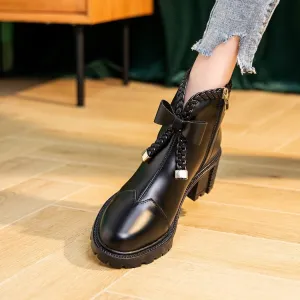 INSTOCK-Martin boots for women bow warm plus velvet