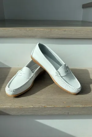 Italian Leather Loafers - White