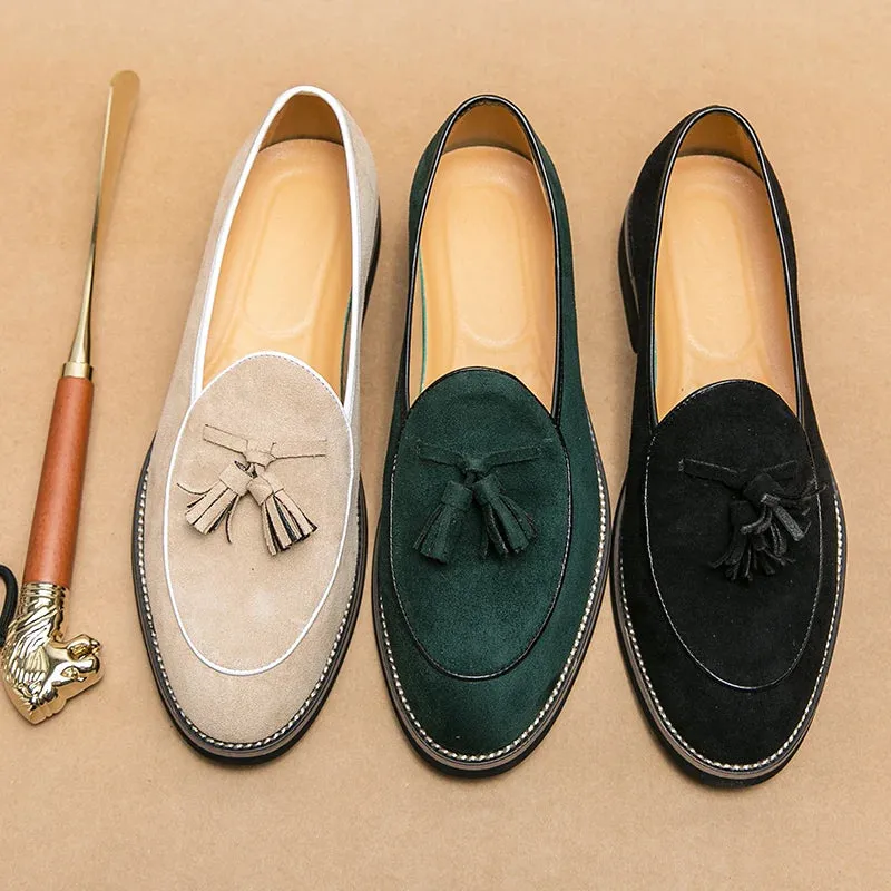 Italienische Luxusmarke Wildleder Herren Quasten Design Loafers