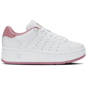K-Swiss Women's Classic PF Platform Court Shoes in White/Foxglove/Rose Gold