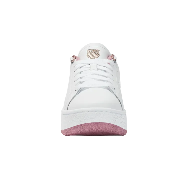 K-Swiss Women's Classic PF Platform Court Shoes in White/Foxglove/Rose Gold