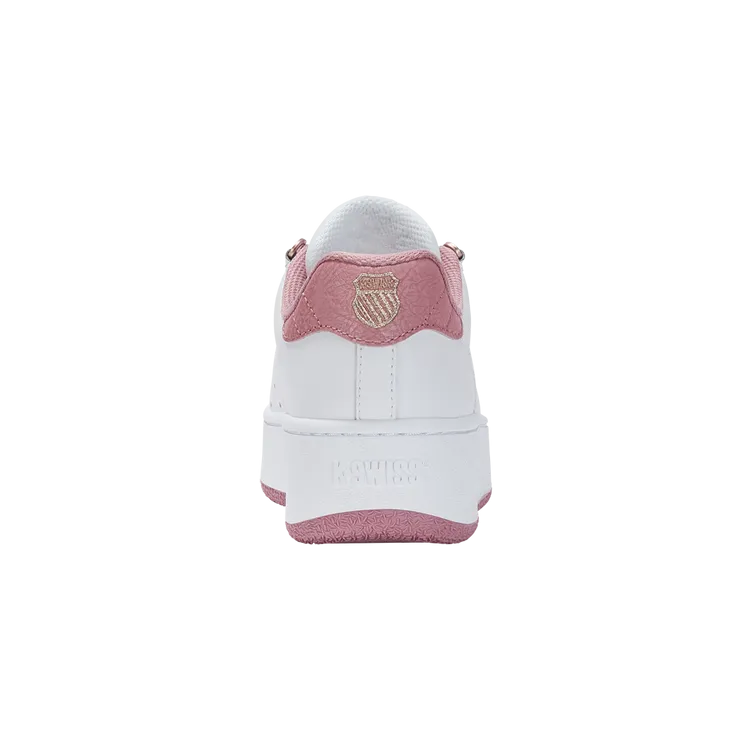 K-Swiss Women's Classic PF Platform Court Shoes in White/Foxglove/Rose Gold