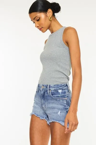 Kaitlyn Distressed Raw Hem Denim Shorts