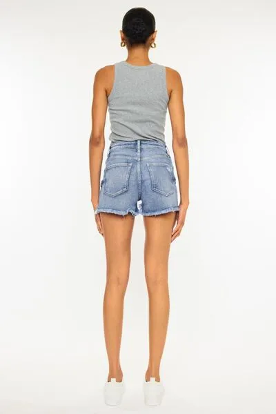 Kaitlyn Distressed Raw Hem Denim Shorts