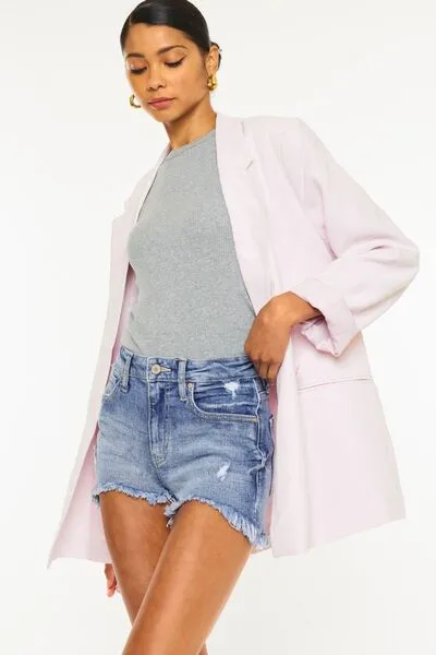 Kaitlyn Distressed Raw Hem Denim Shorts