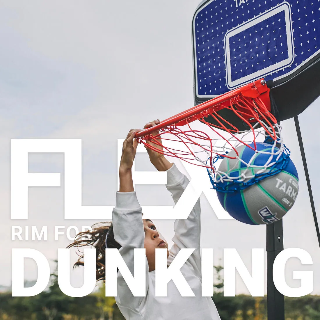 Kids Basketball Hoop In Blue/Black By Tarmak - 1.6m To 2.2m