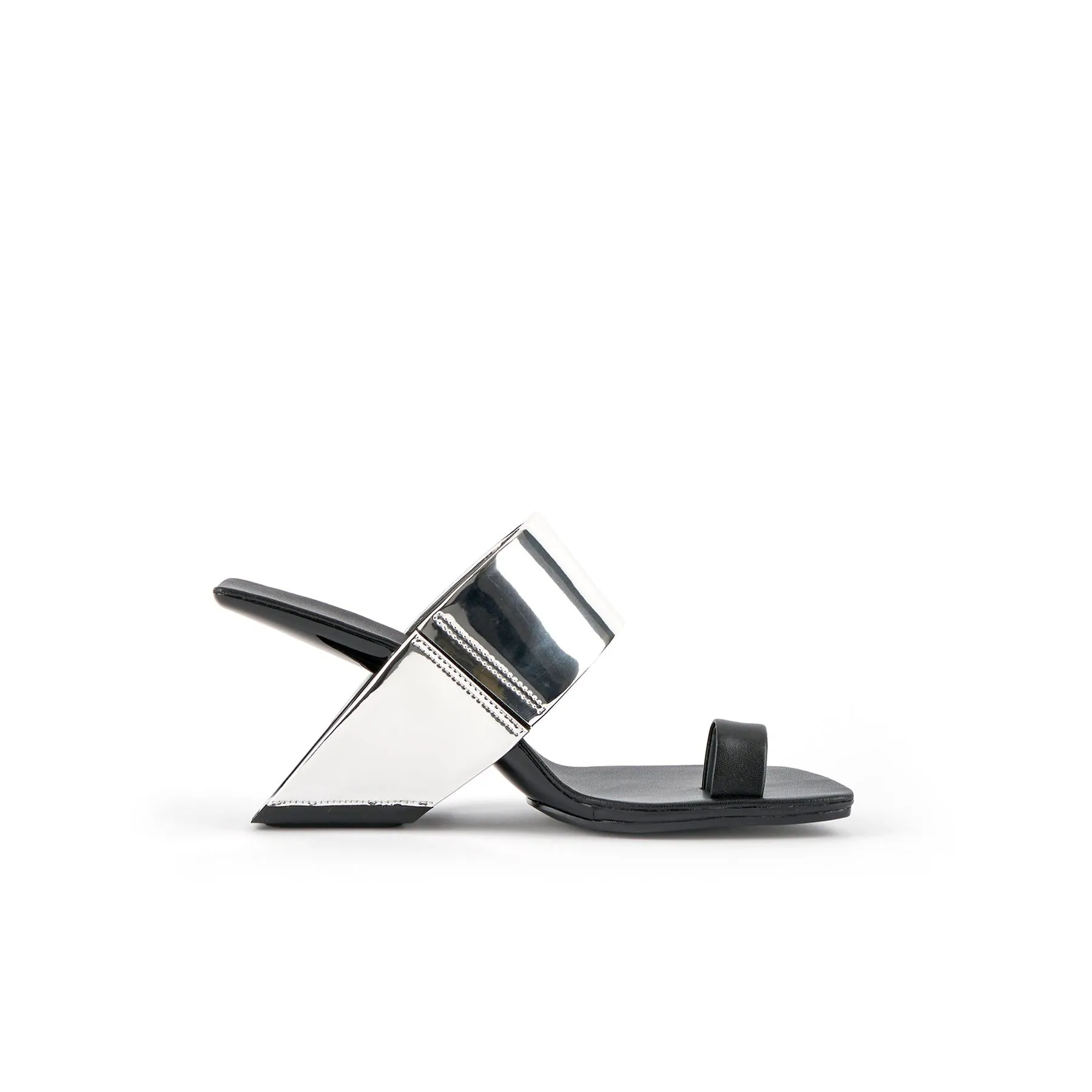 Laramie Leather Heel Sandal - Silver