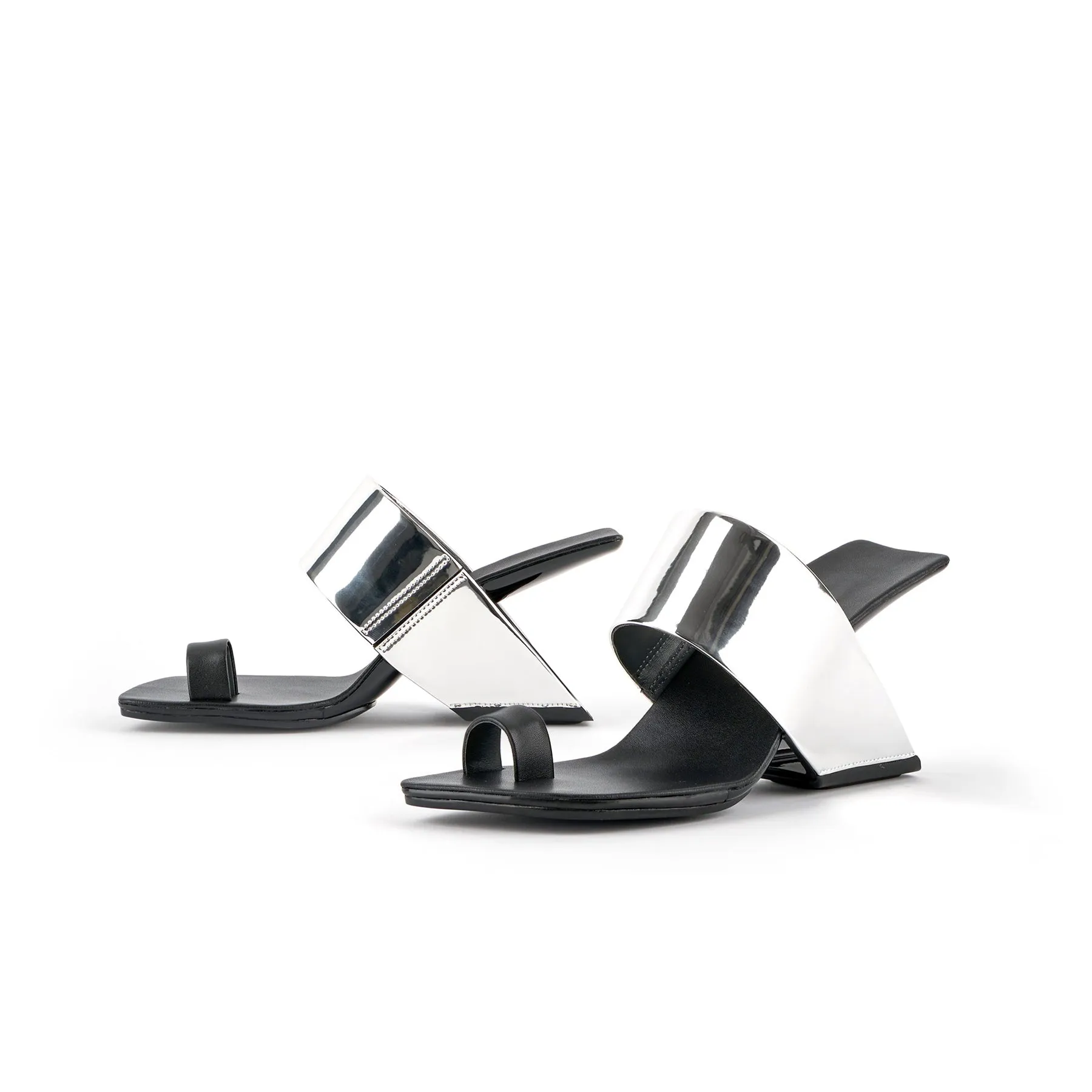 Laramie Leather Heel Sandal - Silver