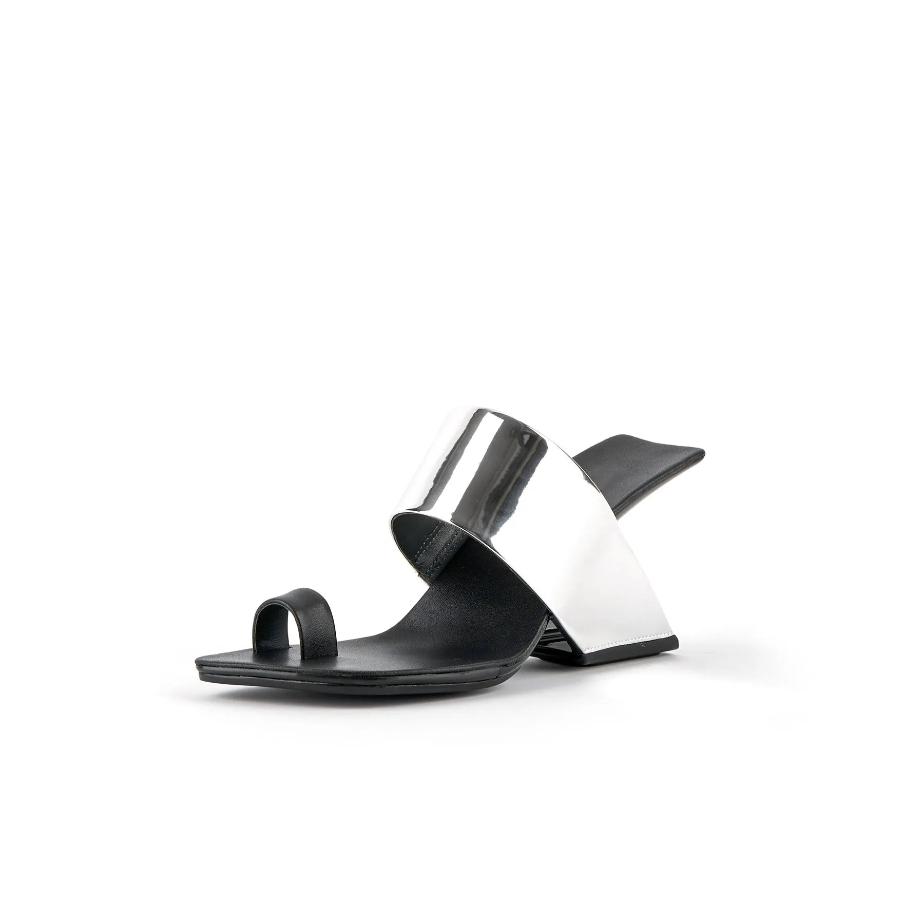 Laramie Leather Heel Sandal - Silver