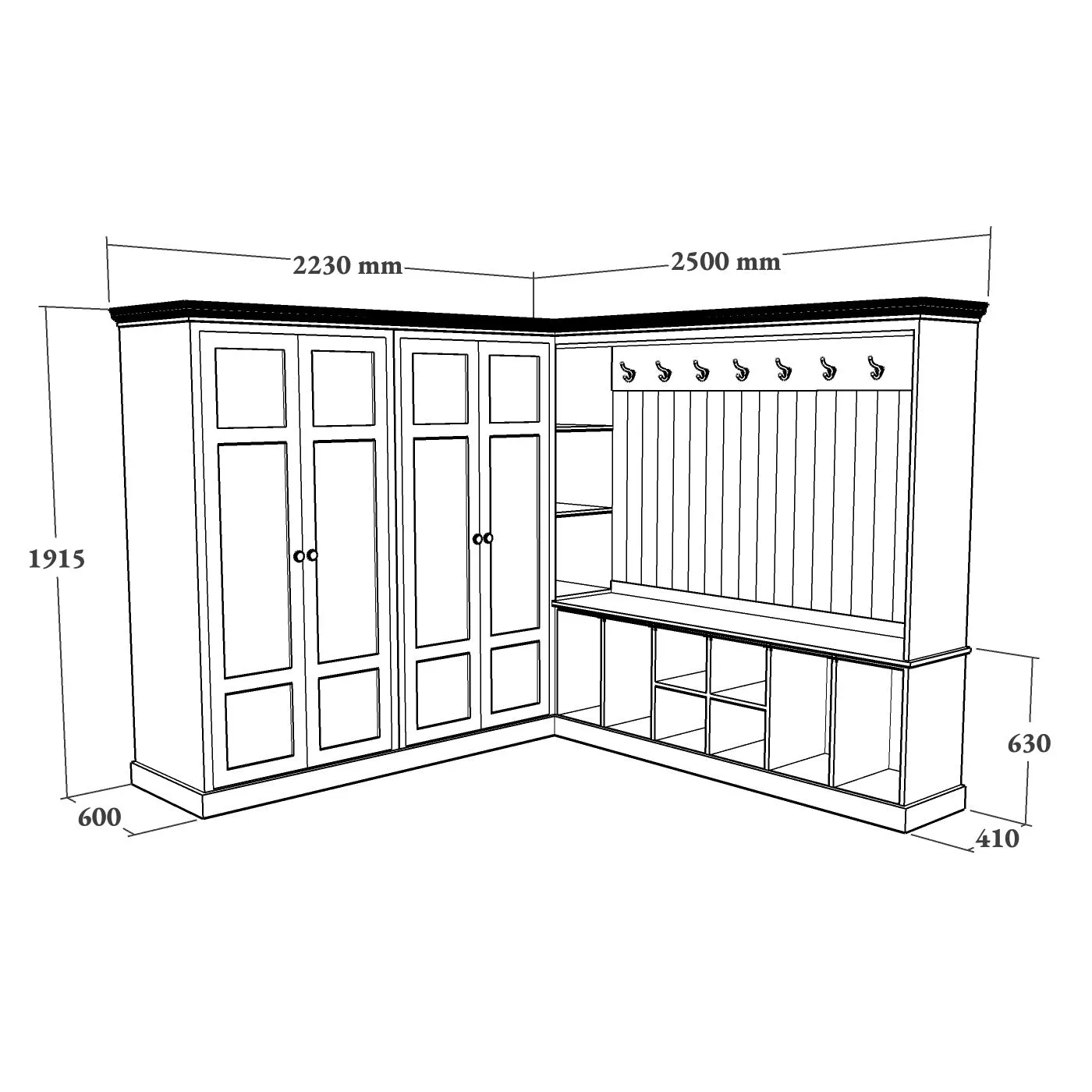 Large Corner Boot Room Bench