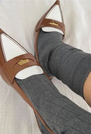 Leather loafers with heel
