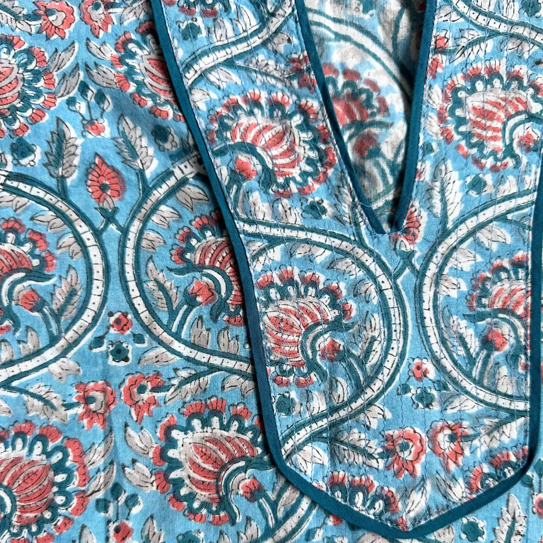 Leela Tunic - Blue/Coral print