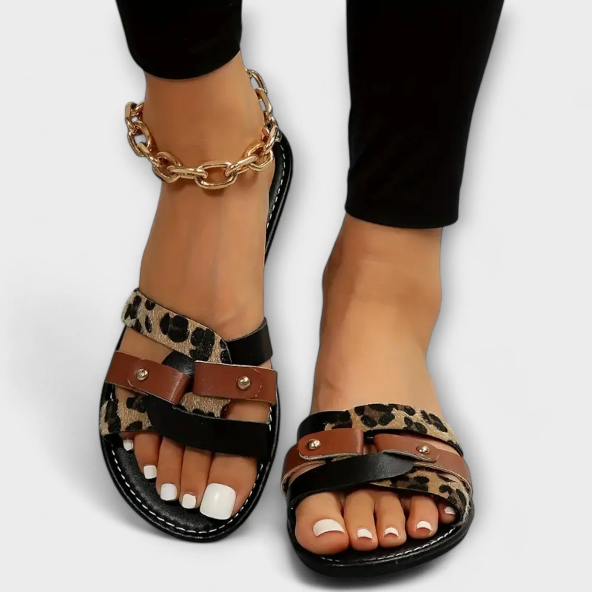 Leopard Cross-Strap Sandals