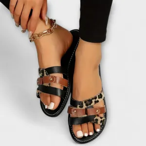 Leopard Cross-Strap Sandals