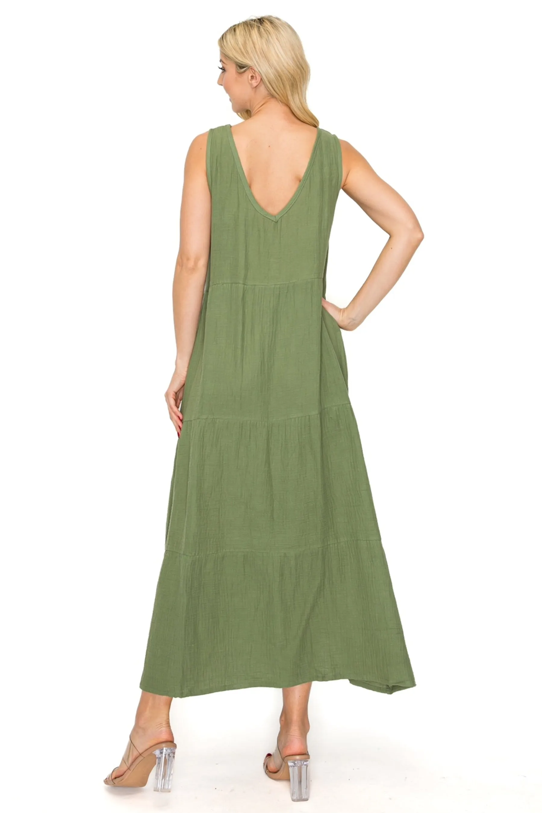 Lightweight Tiered Gauze Maxi Dress with Relaxed Fit ZD22091C77 $9.50 EACH