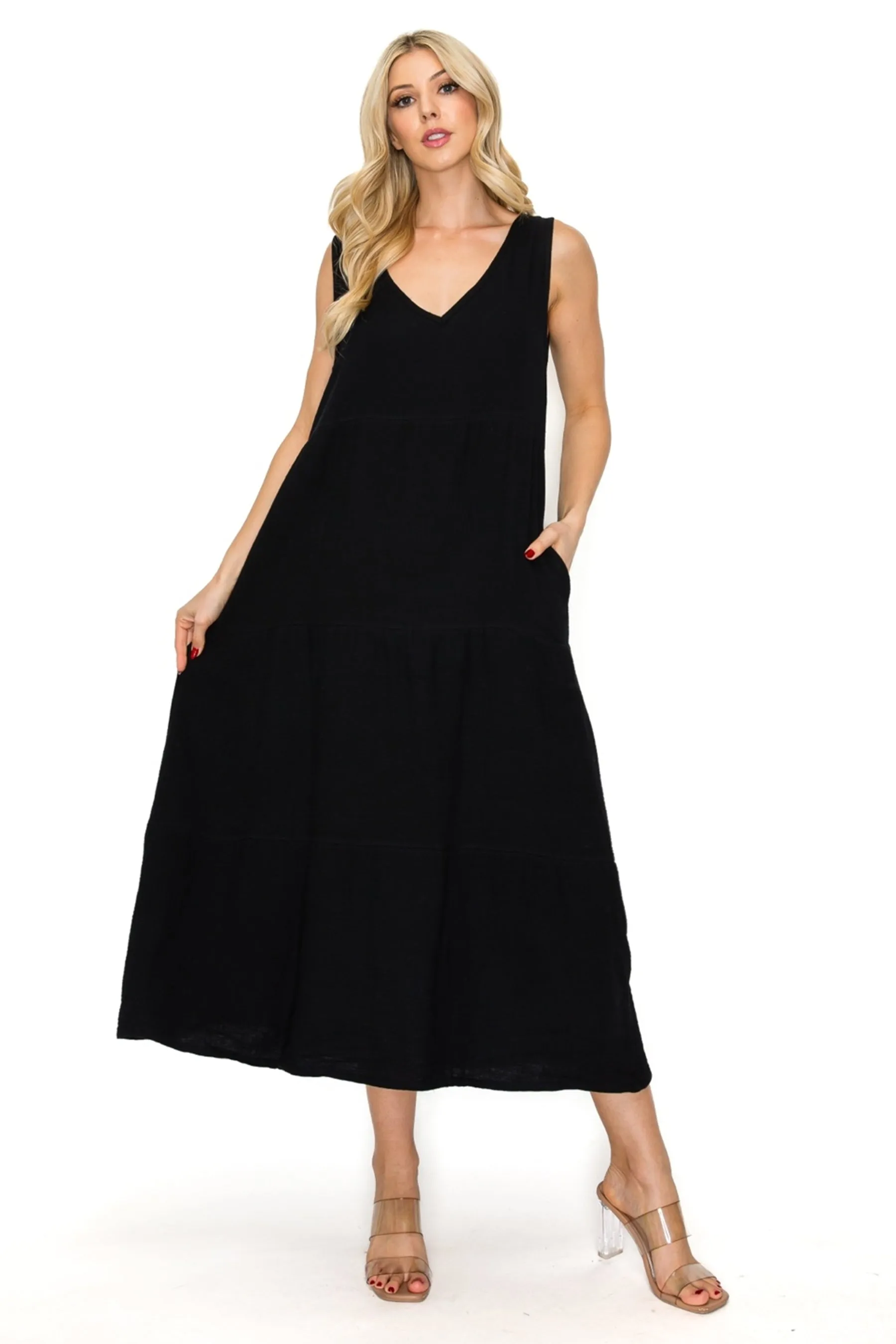 Lightweight Tiered Gauze Maxi Dress with Relaxed Fit ZD22091C77 $9.50 EACH