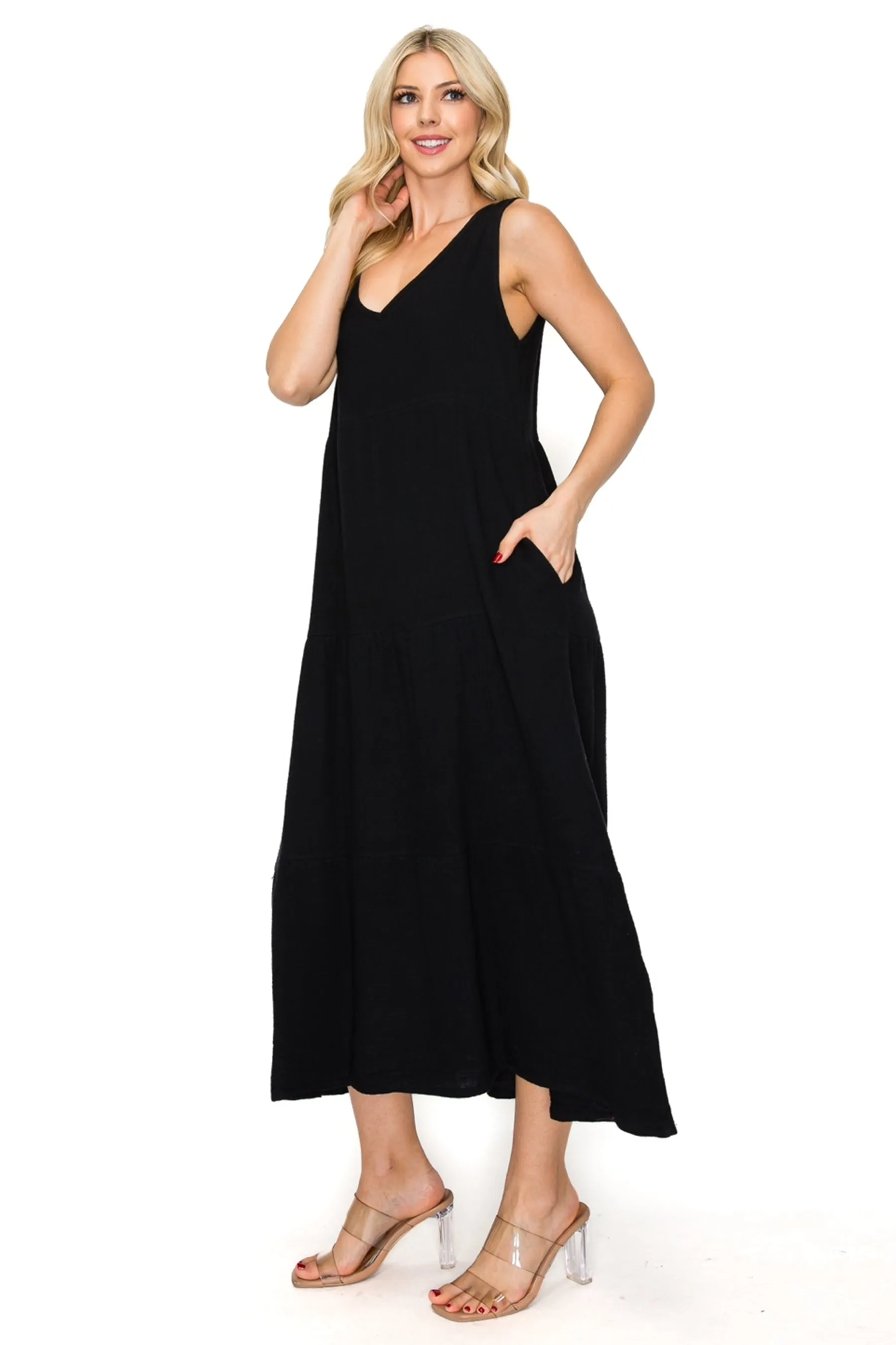 Lightweight Tiered Gauze Maxi Dress with Relaxed Fit ZD22091C77 $9.50 EACH