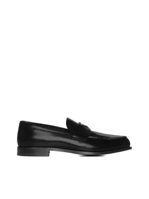 Logo-plaque leather loafers