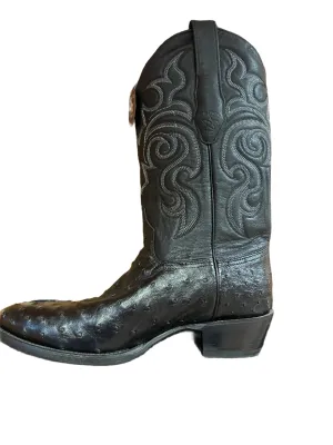 Los Altos Men's Boots - Black Full Quill Ostrich with J Toe