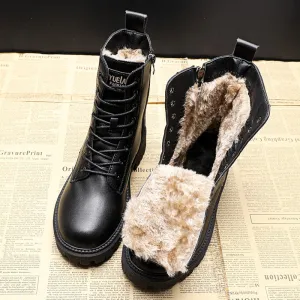 Louisa | Black Leather Winter Boots