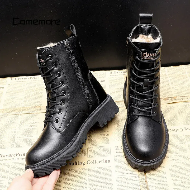 Louisa | Black Leather Winter Boots