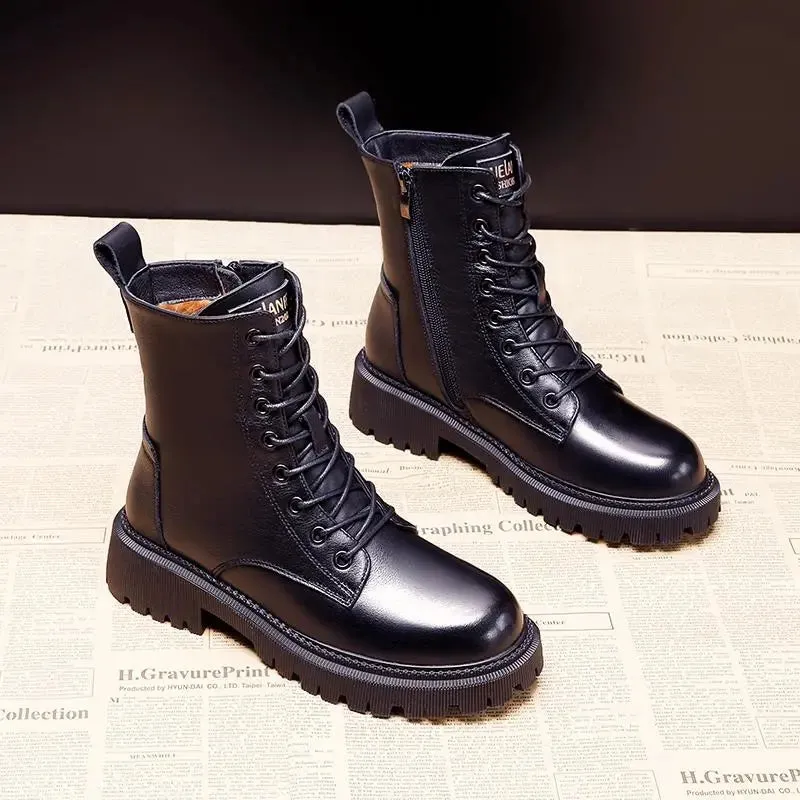 Louisa | Black Leather Winter Boots