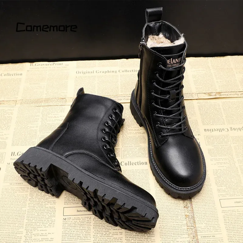 Louisa | Black Leather Winter Boots
