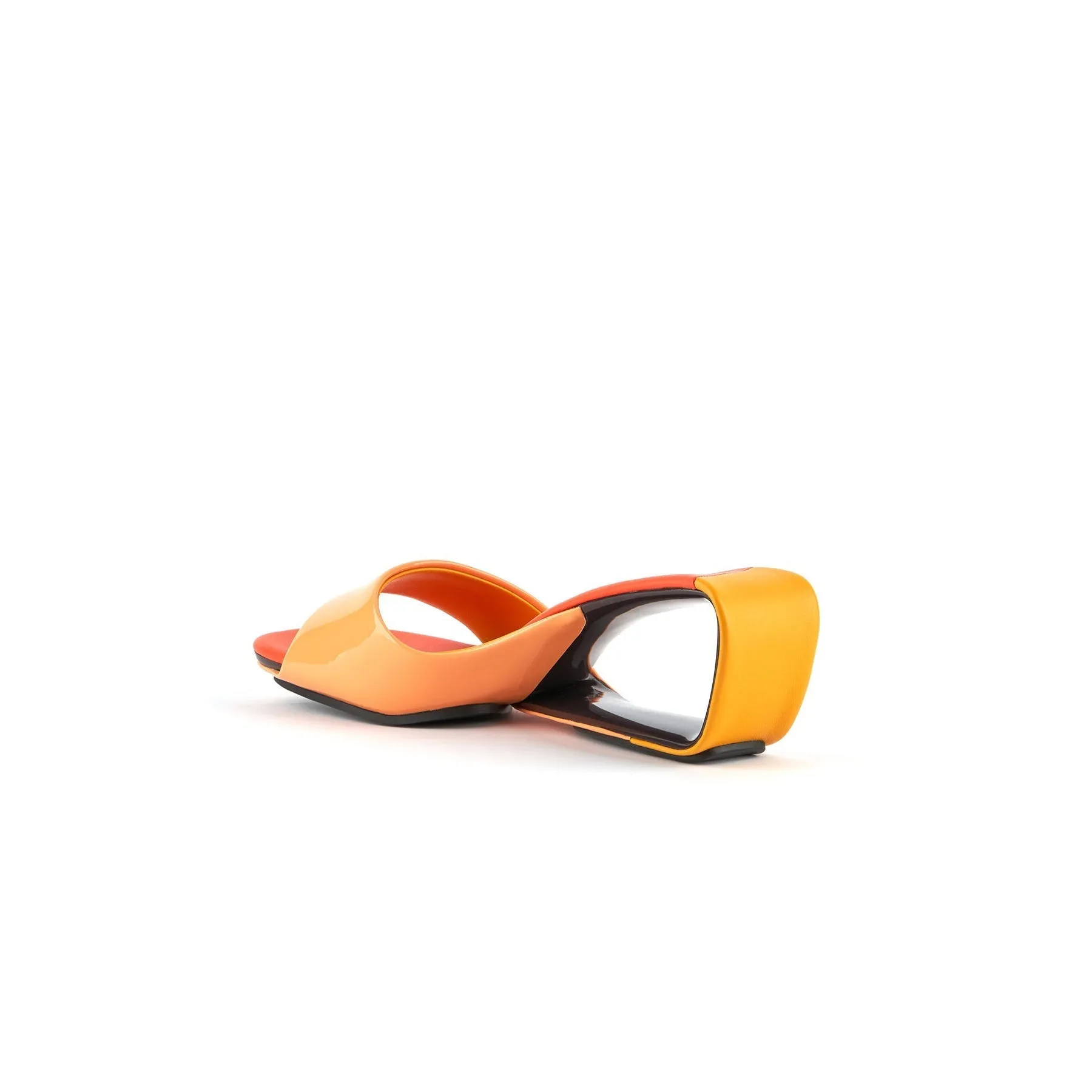 Mademoiselle Belle Leather Wedge Slide - Orange