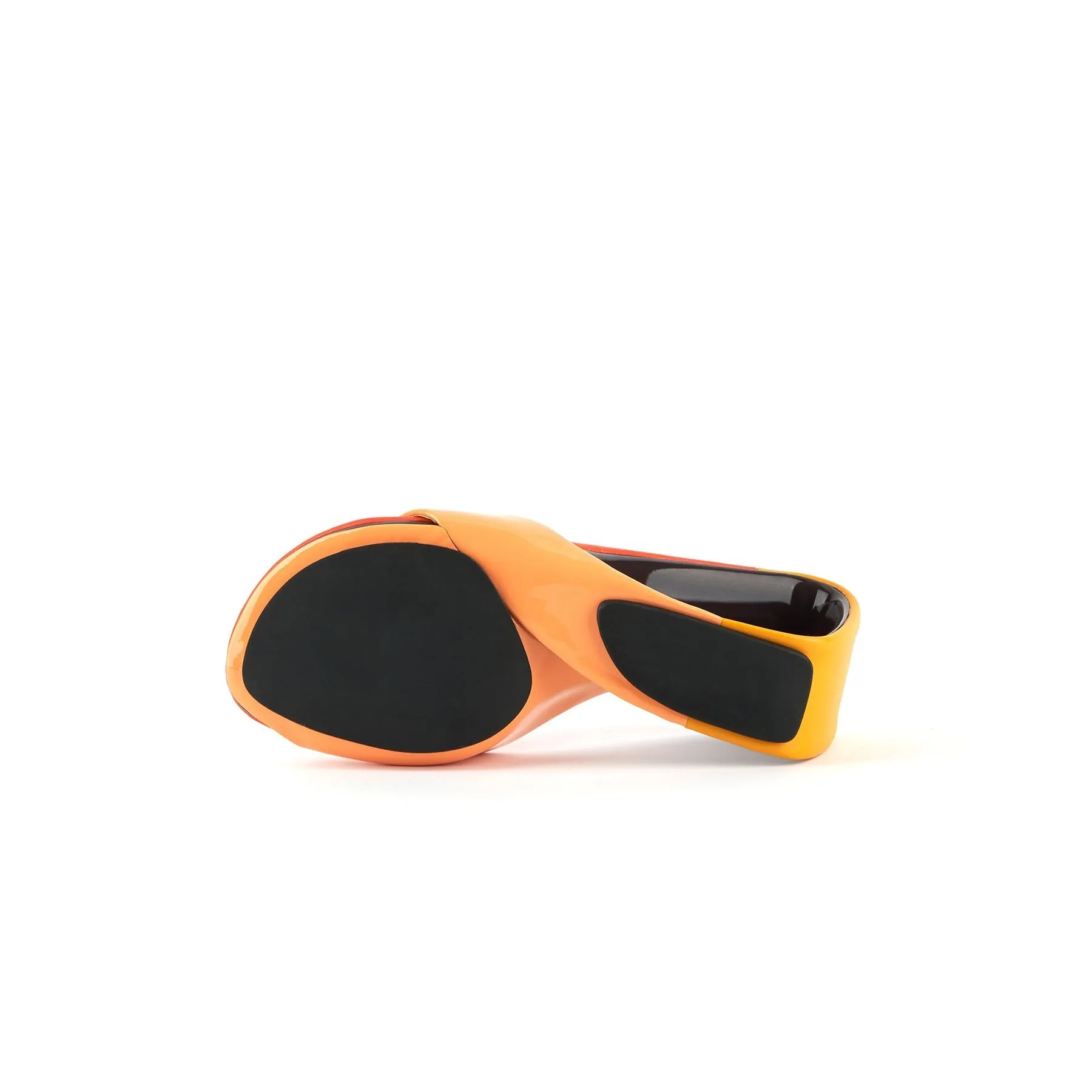 Mademoiselle Belle Leather Wedge Slide - Orange