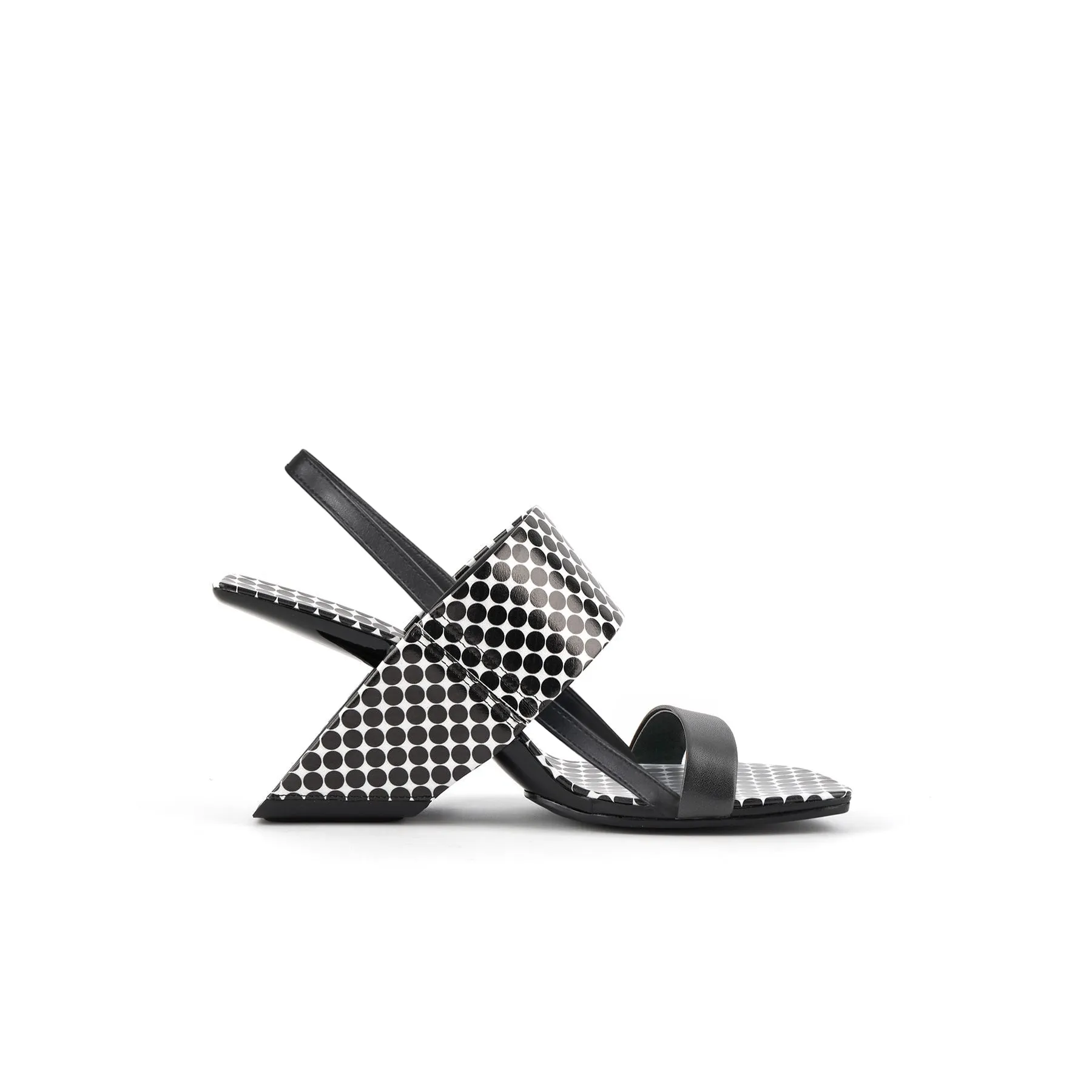 Mallina Strap Leather Heel Sandal - Polkadot