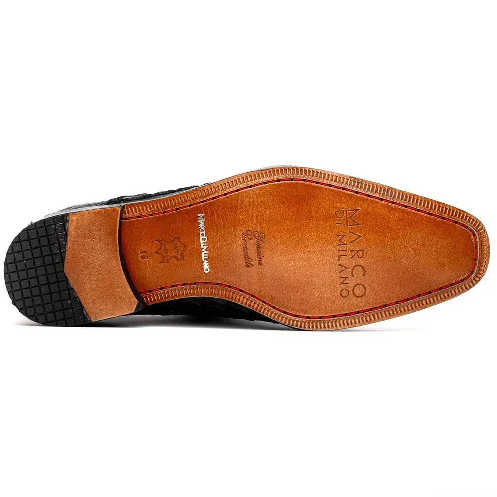 Marco Di Milano Luigi Wine Caiman Crocodile Monk Strap Dress Shoes