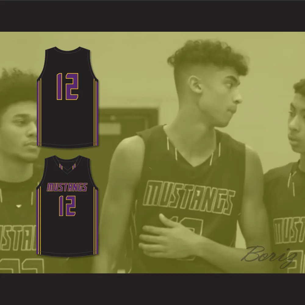 Max Christie 12 Rolling Meadows High School Mustangs Black Basketball Jersey 1