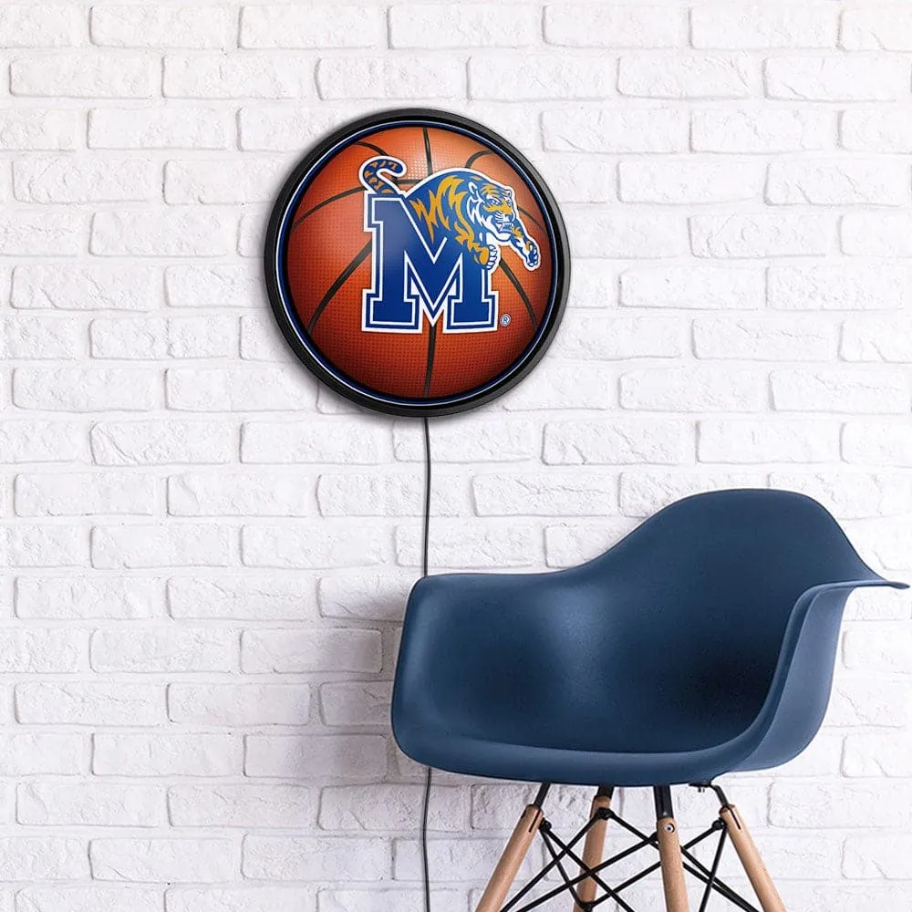 Memphis Tigers: Basketball - Round Slimline Lighted Wall Sign