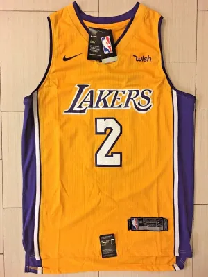 Men 2 Lonzo Ball Jersey Yellow Los Angeles Lakers Jersey Swingman