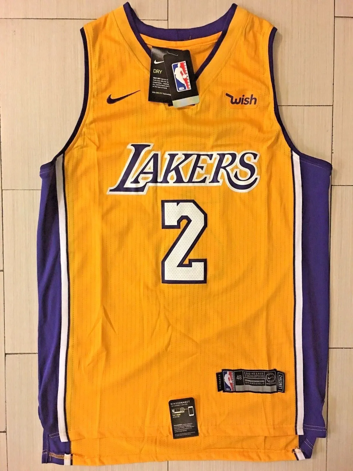 Men 2 Lonzo Ball Jersey Yellow Los Angeles Lakers Jersey Swingman