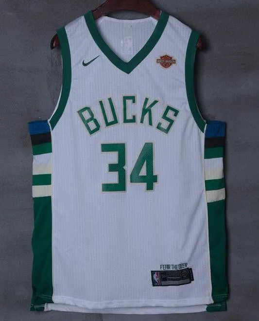 Men 34 Giannis Antetokounmpo Jersey White Milwaukee Bucks Player version