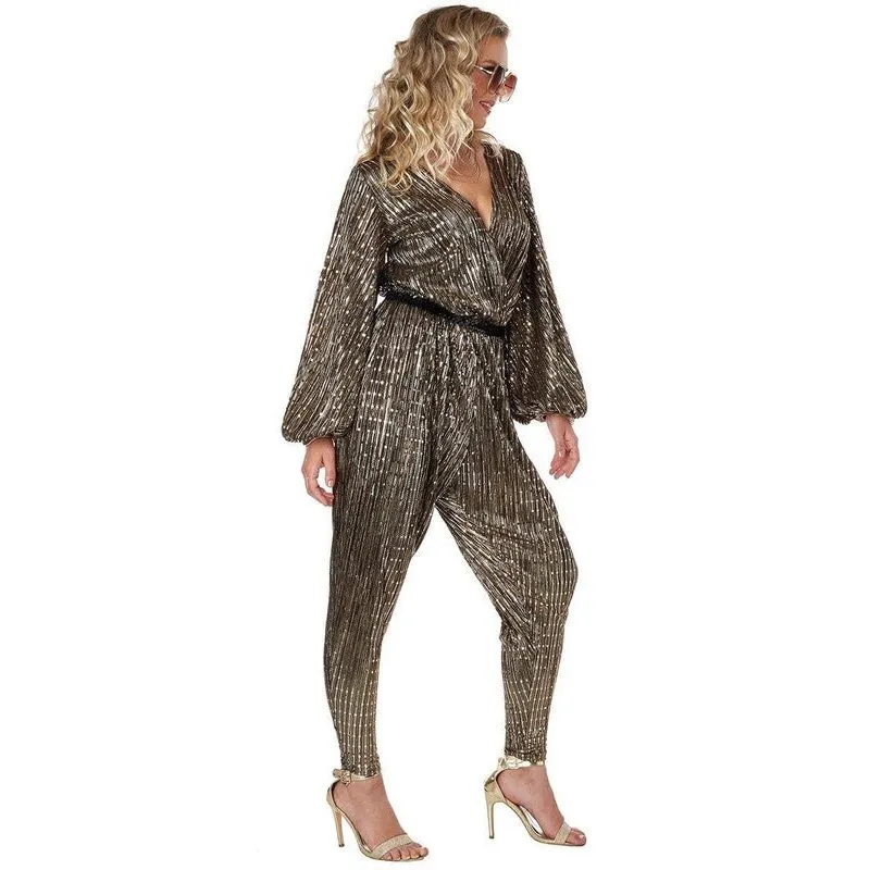 Metallic Gold Disco Queen Women's 1970's Costume