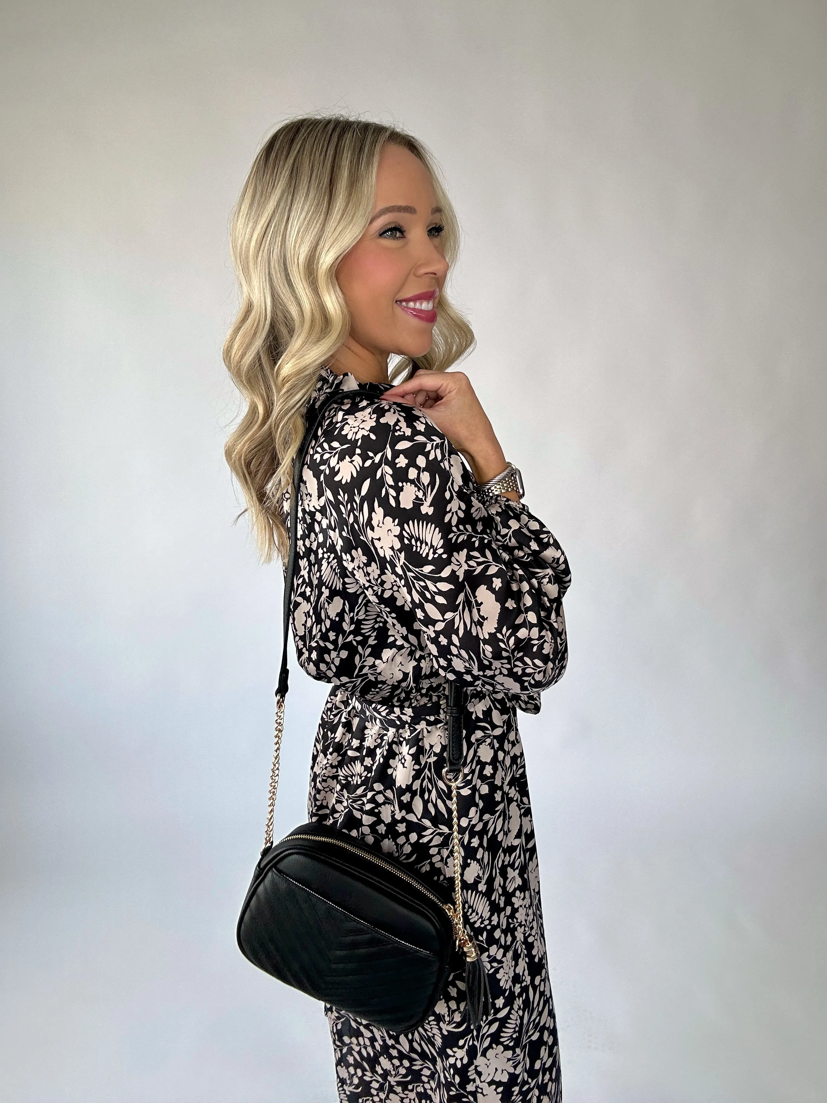 Midnight Bloom Floral Midi Dress