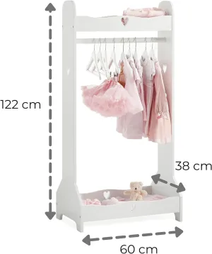 Montessori Wooden Sweetheart Dress-up Rail | Clothes Rail & Mirror | White | 3-13 Years