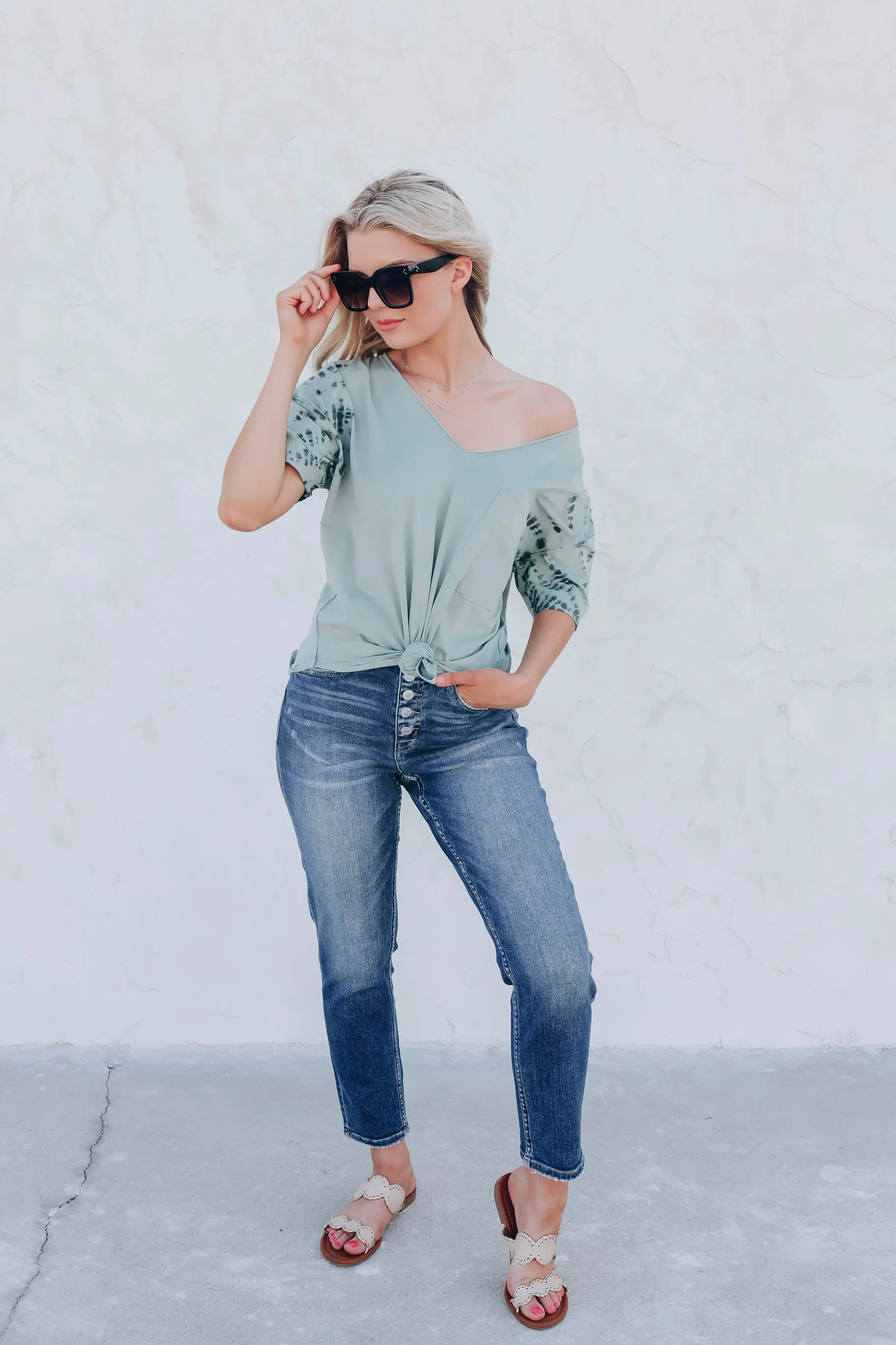 Mossy Tie Dye V-Neck Tee